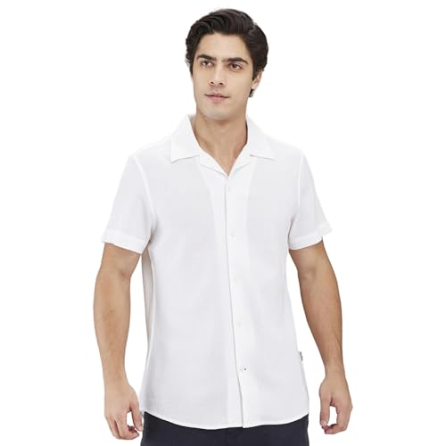 Being Human White Moderno Fit Regular Collar Short Sleeves Men's Shirt Clothing