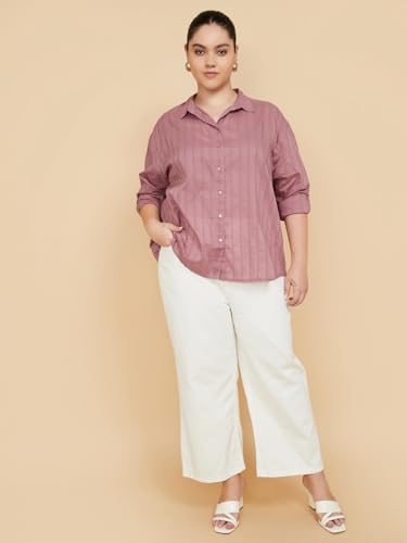 Max Women Embroidered Oversized Shirt (Purple_3XL)