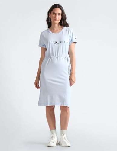 Tommy Hilfiger Women's Cotton Knee-Length Dress (A2BWV136_Breezy Blue