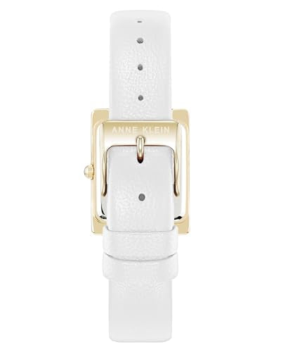 Anne Klein Women's Leather Strap Watch, AK/2706CHBK, Mother-of-pearl/White/Gold