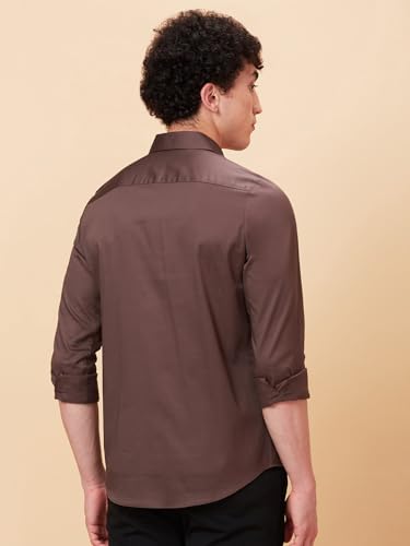Being Human Garments Mens-Top Shirts Coffee (Size: 3XL)-BHMLS24113-COFFEE