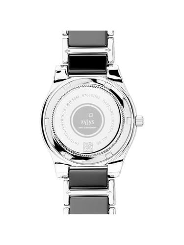 Xylys Shimmer Swiss Analog Blue Dial Two Toned Silver Steel & Black Ceramic Strap Watch for Women - 9766SD02E