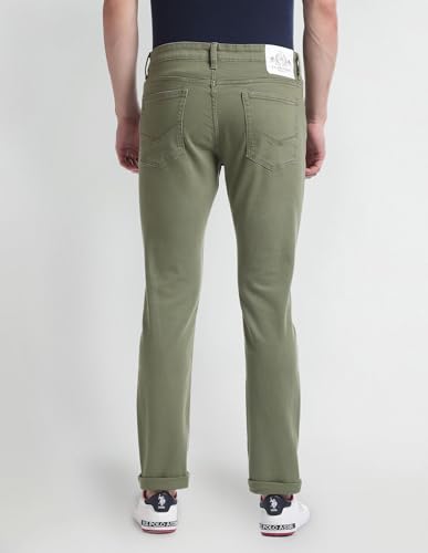 U.S. POLO ASSN. Men's Slim Tapered Jeans (UDJENO1325_DK-Olive