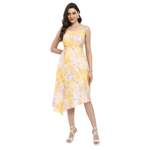 Madame Mustard Fit and Flare Cotton Blend Midi Dress