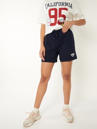 Max Women Printed Athleisure Shorts (Blue_XL)