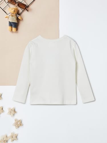 Max Girls Printed T-Shirt (Off White_6-8 Y)