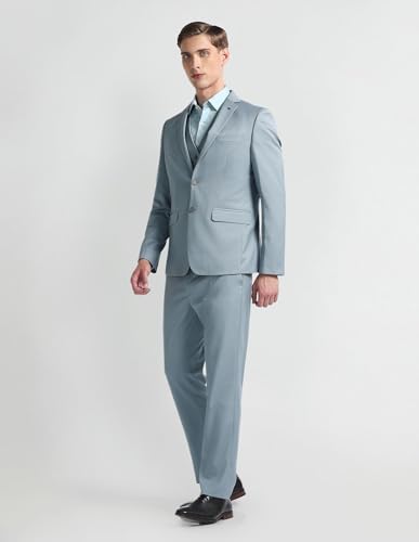 Arrow Men's Polyester Single Breasted Business Suit Pants Set (ARAHSU5543_Grey