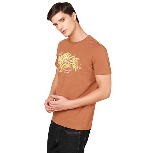 Wrangler Men's Solid Regular Fit Shirt (WMTS007134_Brown