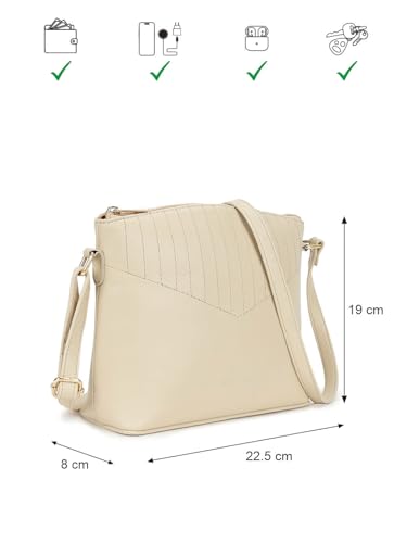 Fastrack City Beat Sling | White Faux-Leather Women’s Handbag | Adjustable Strap with Zipper Closure, Spacious Compartment & Stitch Detailing for Everyday Carry