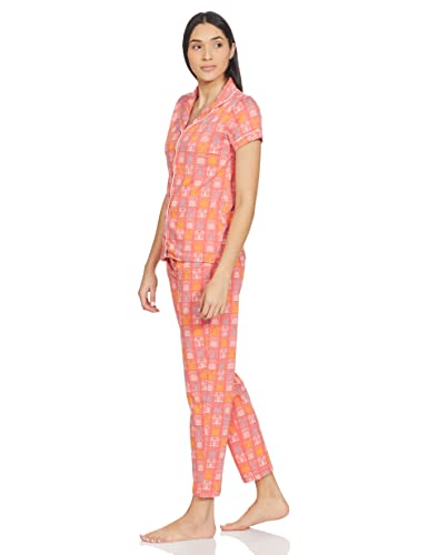 Amazon Brand - Myx Women's PAG 810 0 Pajama Set (SS21-MYX-SLP-05_Peach Auto_XL)
