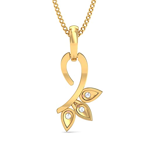 KuberBox 18KT Yellow Gold Candie Dainty Pendant for Women