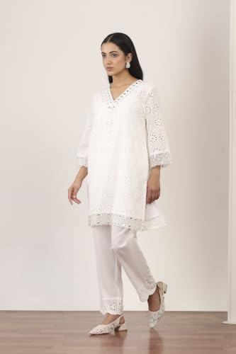 Rangriti Cotton Solid Straight Festive Kurta With Pant And Dupatta