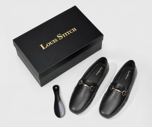 LOUIS STITCH Men’s Jet Black Formal Slip-On Loafer Shoes | Soft Touch & Lightweight | LSVSFL-06 |UK-8
