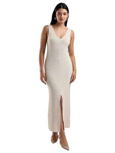 Calvin Klein Jeans Women's Polyester A-Line Ankle Length Casual Dress (47B363G100_Summer Sand