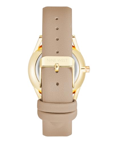 Nine West Women's Analog Quartz Dress Watch, Faux Leather Strap, Scratch-Resistant, Gold-Tone Hands, Brown, Model NW/1994SVTN