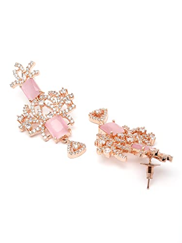Karatcart Rose gold Plated American Diamond Necklace Set for Women