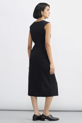 Women Black Stripe Formal Dress
