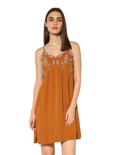 ONLY Women's Fit and Flare Brown Dress