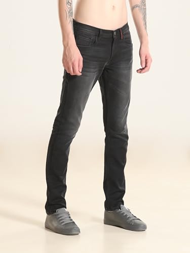 TURMS Men's Cool Tech Jeans All Degree Anti Odor UV Protectant Travel Edition Mid Rise Black Denim Pants | Stretchable Comfort Cotton Rich