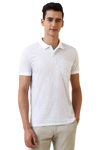 Allen Solly Men White Print Polo Neck T-Shirt