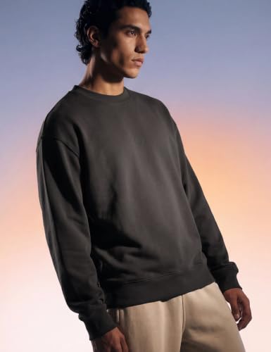 DAMENSCH Heat-Code Smart Oversized Sweatshirt for Men | Double-Brushed Fleece Winter Wear | 5°-15°C Warmth, Anti-Pill & Stretchable, Cinder Brown, M