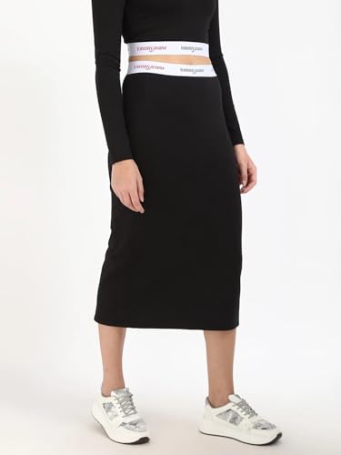 Tommy Hilfiger Slim-Fit Solid Mid Rise Skirt Black
