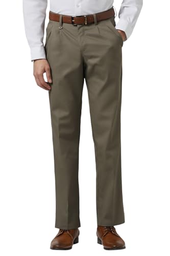 Van Heusen Men Olive Solid Trousers