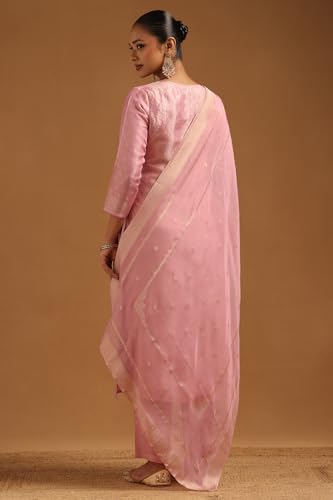 Soch Womens Pink Viscose Blend Zari Woven Salwar Suit With Sequins