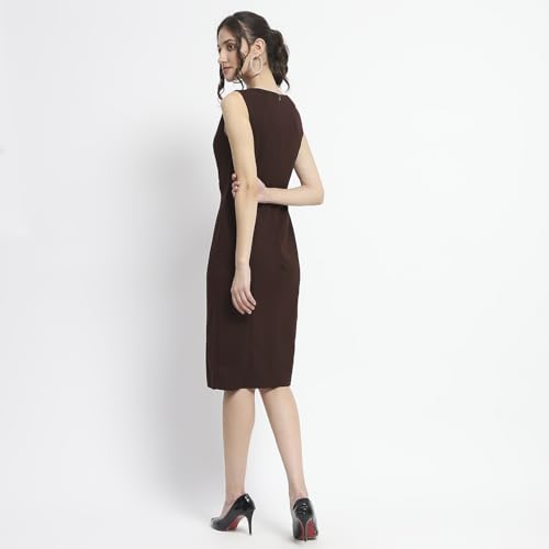 Madame Button Detailed Chocolate Brown Bodycon Knit Dress