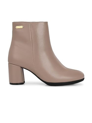 Delize Beige Women's mid Heel Ankle Length Boots 57010-38