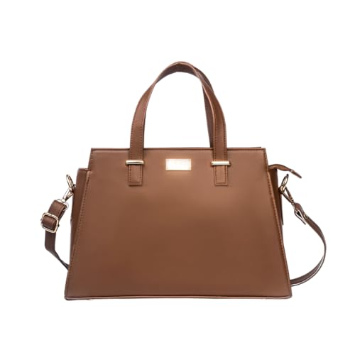 Strokes by Namrata Mehta Satchel Bag | Vegan Leather and Cotton Canvas (Mocha Elegance)