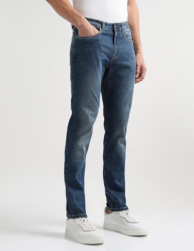 Arrow Newyork Men's Soho Slim Tapered Fit Mid Rise Jeans (ANAKJN2680_Indigo_40)