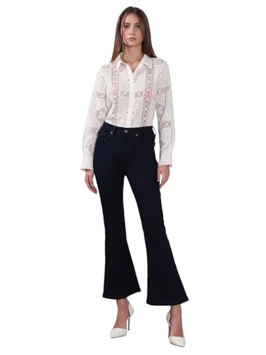 VERO MODA Women's Bootcut Fit High Rise Dark Blue Jeans