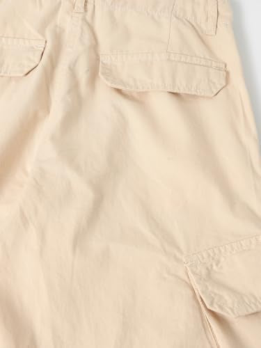 Max Girls Solid Parachute Cargos (Beige_12-14 Y)