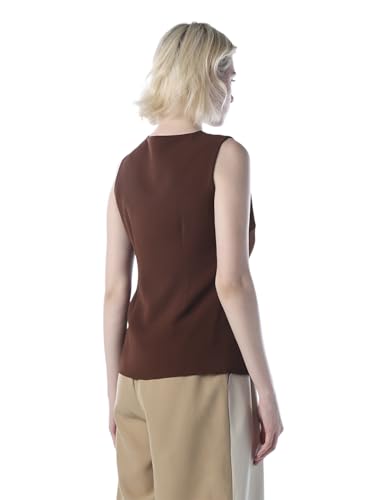 ONLY Women's Solid Regular Fit Brown Waistcoat