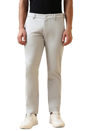 Men Grey Solid Casual Trousers