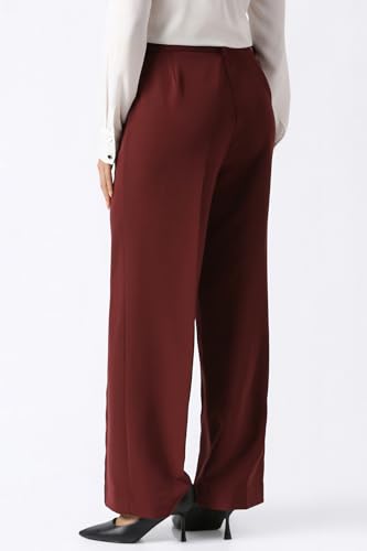 Women Maroon Solid Formal Trousers