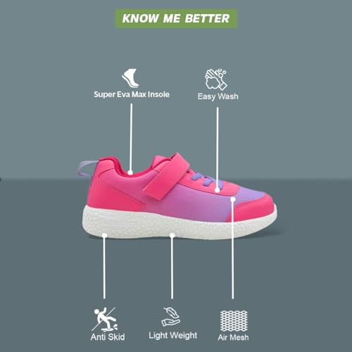 KazarMax Unisex-Child Pink & Purple Sports Shoes -3 UK