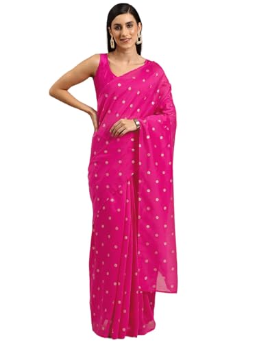 Ahalyaa Women's Polyester Sarees (AH-SMS-SRBL-10_Fuchsia)