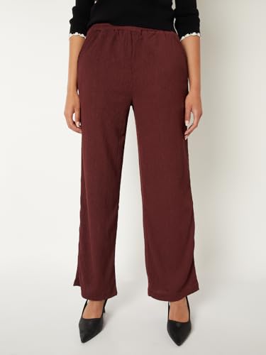 Max Women Textured Comfort Fit Trousers (Red_XL-XXL)
