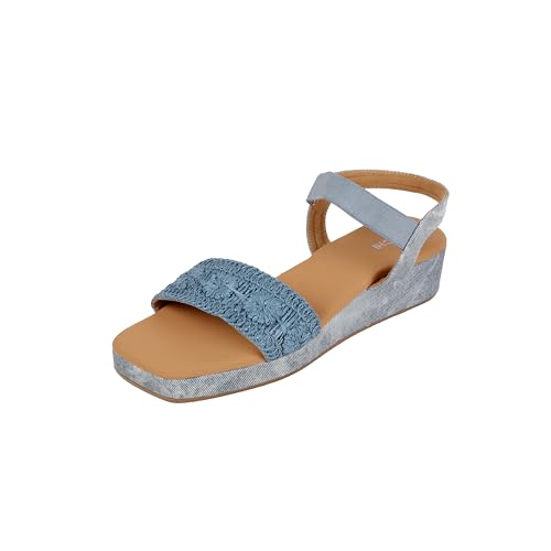 Mochi Women's Blue Back Strap closure Casual - Sandals with Flat sole UK/7 EU/40(33-1255)