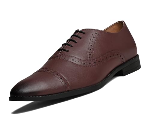 LOUIS STITCH Men's Formal Lace-up Oxford Shoes for Men | Solid Design | Ideal for Formal, Business Casual, and Parties |Rosewood, Size UK 10 (RGOXRW-)