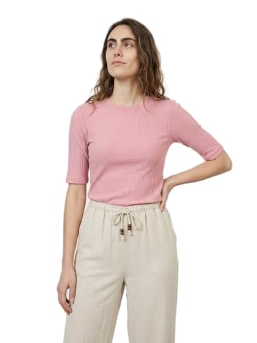 Max Women Ribbed Top (Pink_XXL)