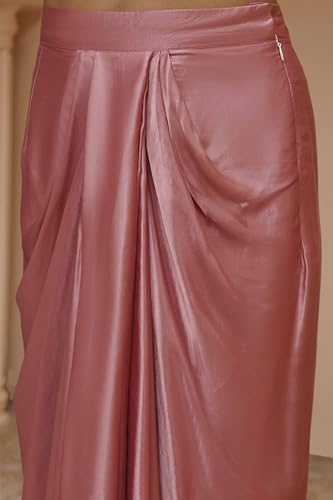 BIBA Women Rose Pink Viscose Organza Fusion Skirt Set_36