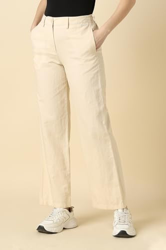 Women Beige Solid Casual Trousers