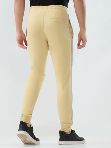 Park Avenue Men Slim Fit Solid Pattern Cotton Polyester Blend Flat Front Casual Jogger Pant