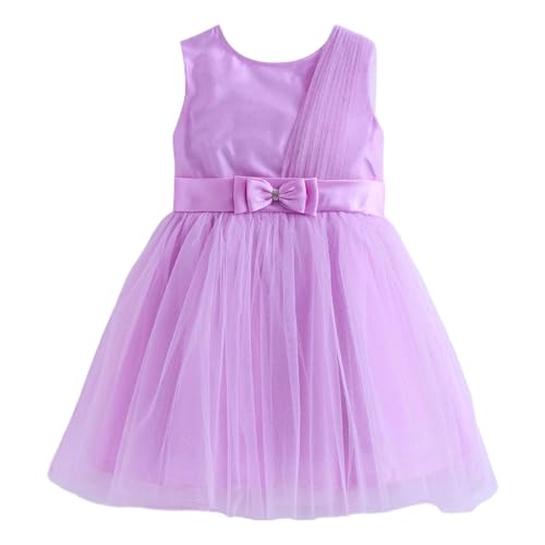Hopscotch Baby Girls Bow Applique Ruffle Dress in Pink Color for Ages (12-24 Months)