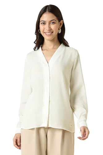 Allen Solly Women White Textured Long Sleeves Shirt