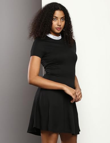 Tommy Hilfiger women's Viscose Fit and Flare above The Knee Casual Dress (S23JWDR030 Black