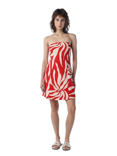 ONLY Women Abstract Print Fit and Flare Red Dress